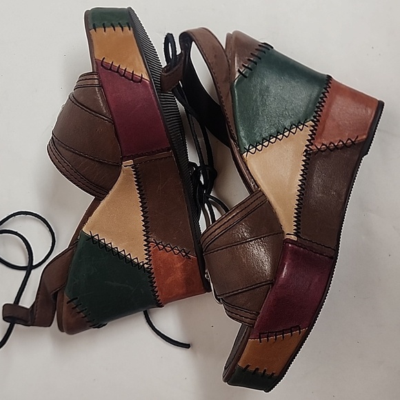 Coach Womens Kayle Patchwork Platform Sandals - Brown, Green, Burgundy Sz 7M - Picture 3 of 11